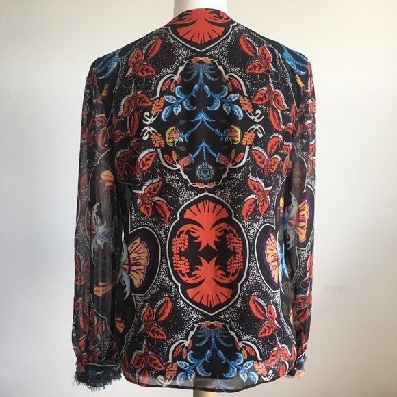 Alice + Olivia | black sheer floral blouse top - Picture 4 of 6